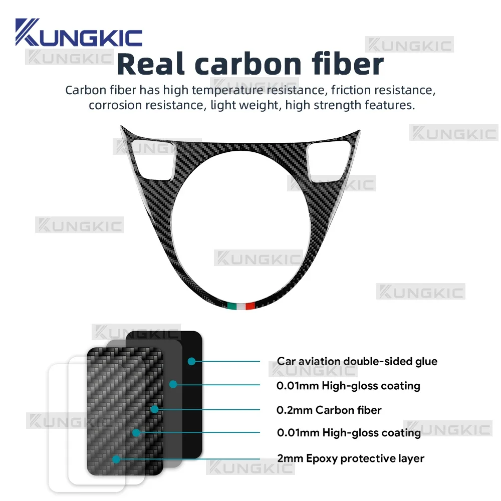Real Soft Carbon Fiber For Abarth 595/695/595C/695C 2012 2013-2015/Fiat 500 2008-2015 AT MT Car Gear Shift Sticker Tricolor Trim view 6