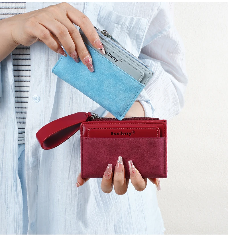Neue Damen-Geldbörsen mit großem Fassungsvermögen, kurzer Kartenhalter, Damen-Geldbörse mit Reißverschluss, Münzfach, Fotohalter, einfache Geldklammern für Mädchen – Detail 13