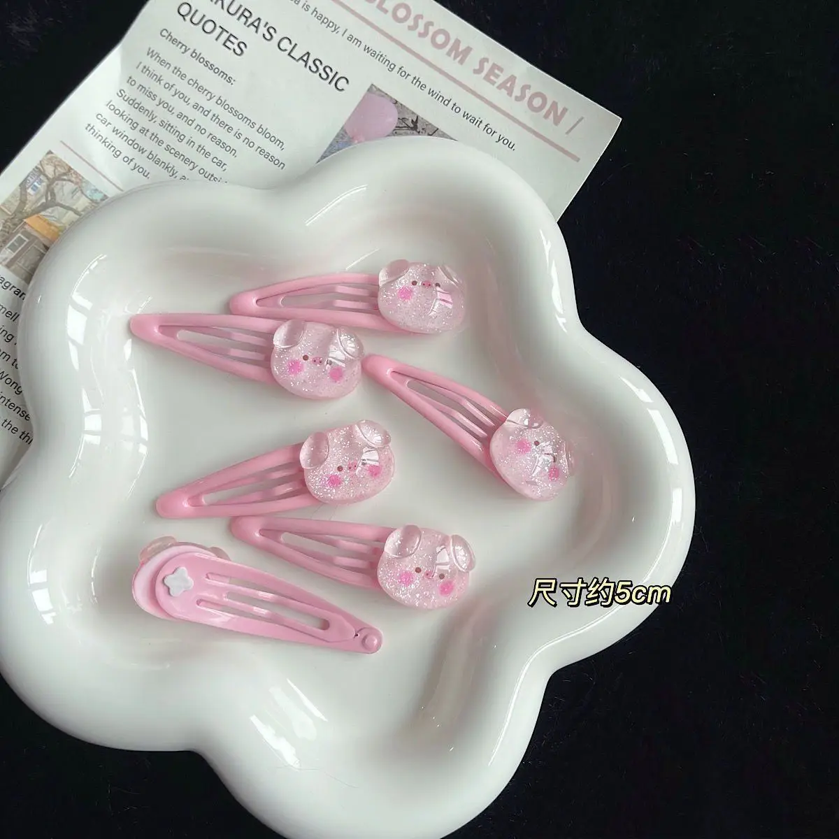 

Clear Hair Claws 2 Pack Jelly Pig Barrettes Non Damage Fringe Clips for Sensitive Scalp Kawaii Style