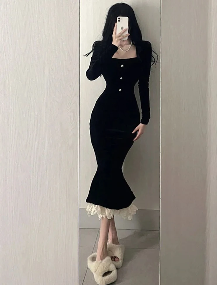 

Бархатная женская юбка Хепберн в стиле ретро на весну и осень, корейская юбка