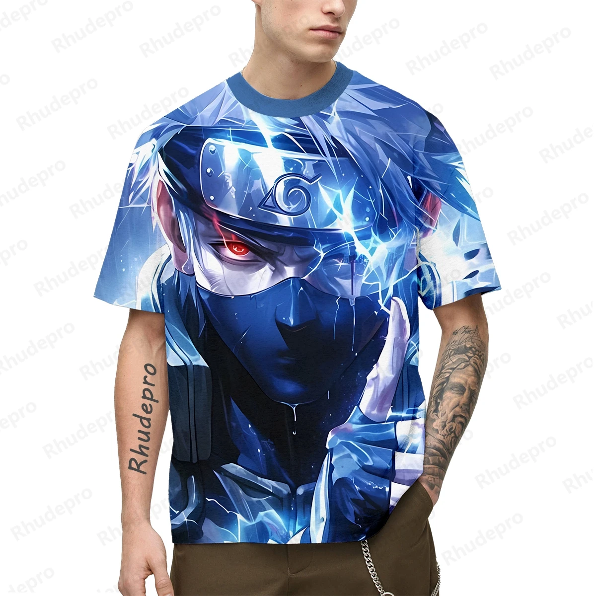 Naruto camiseta de manga curta masculina e feminina, top redondo casual estampado em 3D, venda quente, novo