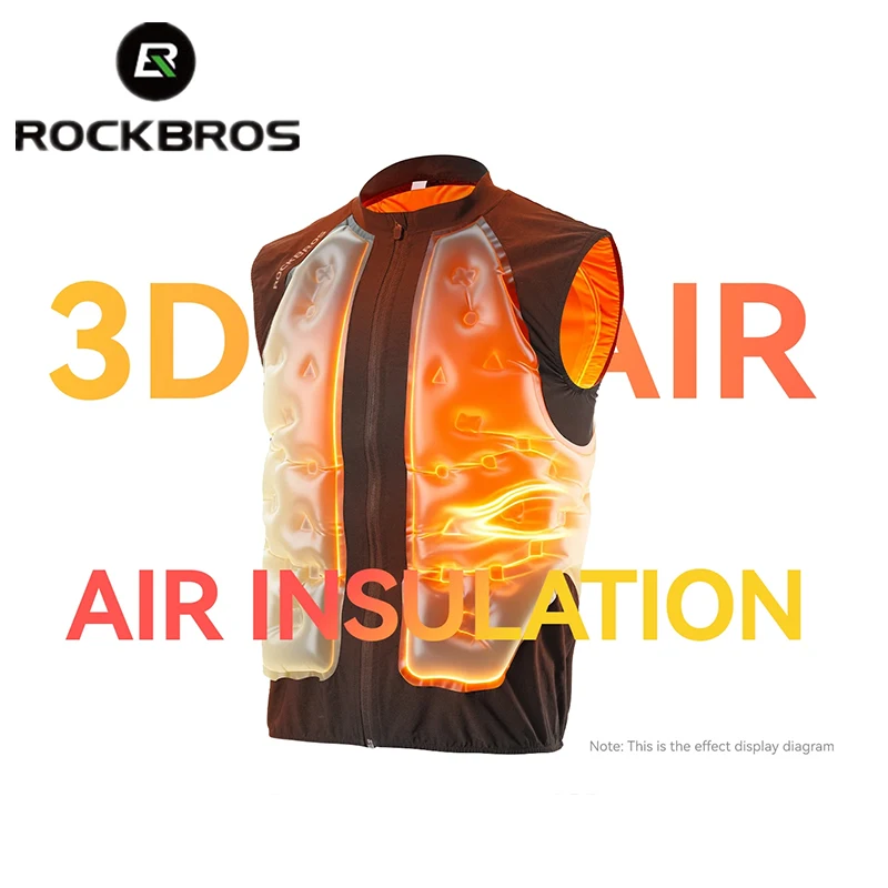 

ROCKBROS Winter 3D Warm Vest AIR Air insulation Thickened Cycling Windproof Vest Lightweight Sleeveless Thermal Vest Jackets