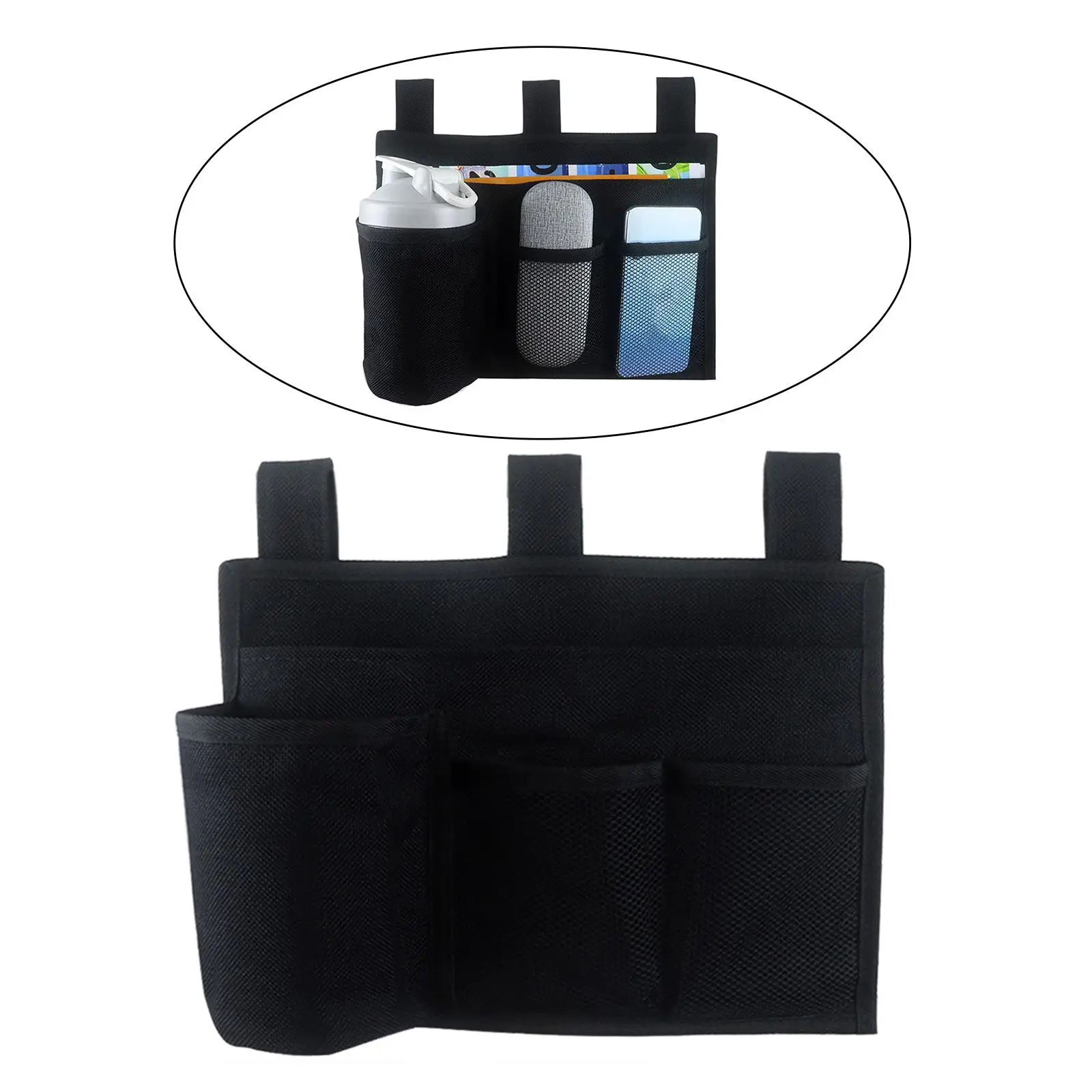 Bedside , Hanging Bedside Caddy with Fixed Straps Bedside Pocket for Sofa Couch College Dorm Room Home Tablet