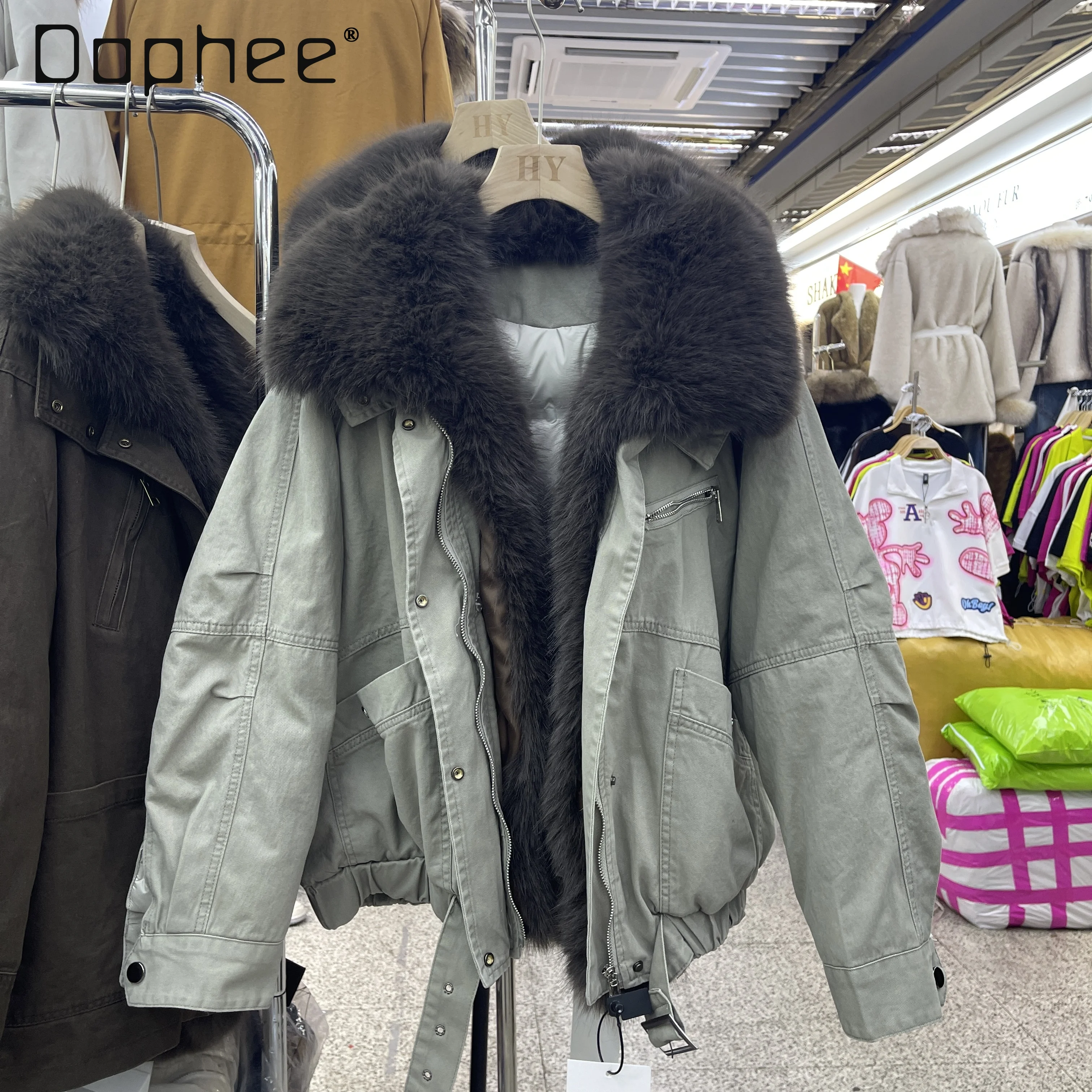 

Parker Thickened Mid-Length Coat 2025 Winter New Style Detachable Faux Fur Collar Winter Jacket for Women