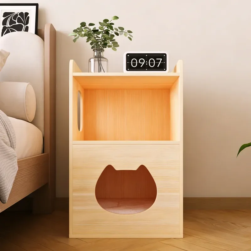 Semi-Closed Cat Litter Box Furniture Bedside Table Coffee Table with Tree Hole Design Universal for All Seasons Suitable for
