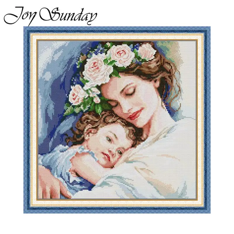 Joy domingo kit de ponto cruz amor materno hd padrão impresso tecido de contagem aida 16ct 14ct 11ct diy conjunto bordado decoração para casa
