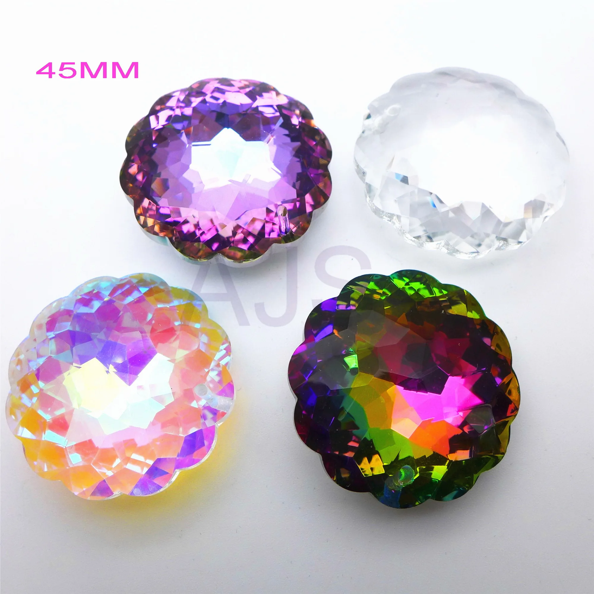 6pcs 45MM Crystal Faceted Chandeliers Bauhinia Suncatcher Lamp Hanging Pendants Jewelry Prism Beads Feng Shui AB Free Shipping