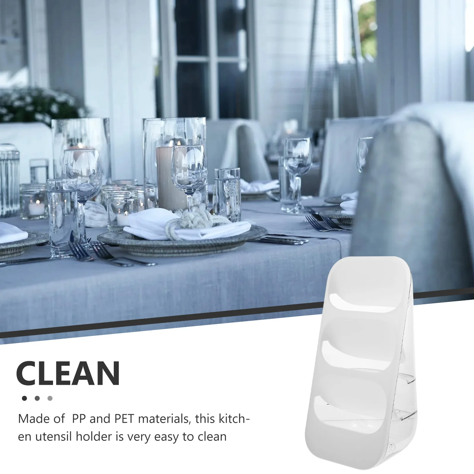 

3-Tier Kitchen Utensil Holder Slant Insert Design Pp Pet Material Compact Cutlery Storage Organizer For Kitchen Counter