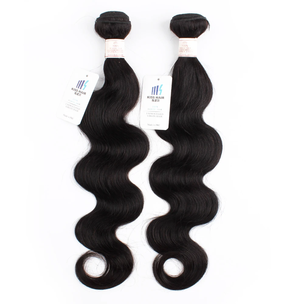 KISSHAIR 1 pc/Lot Remy Indian Human Hair Bundles 90g/pc Natural Color Double Weft Body Wave Hair Extension