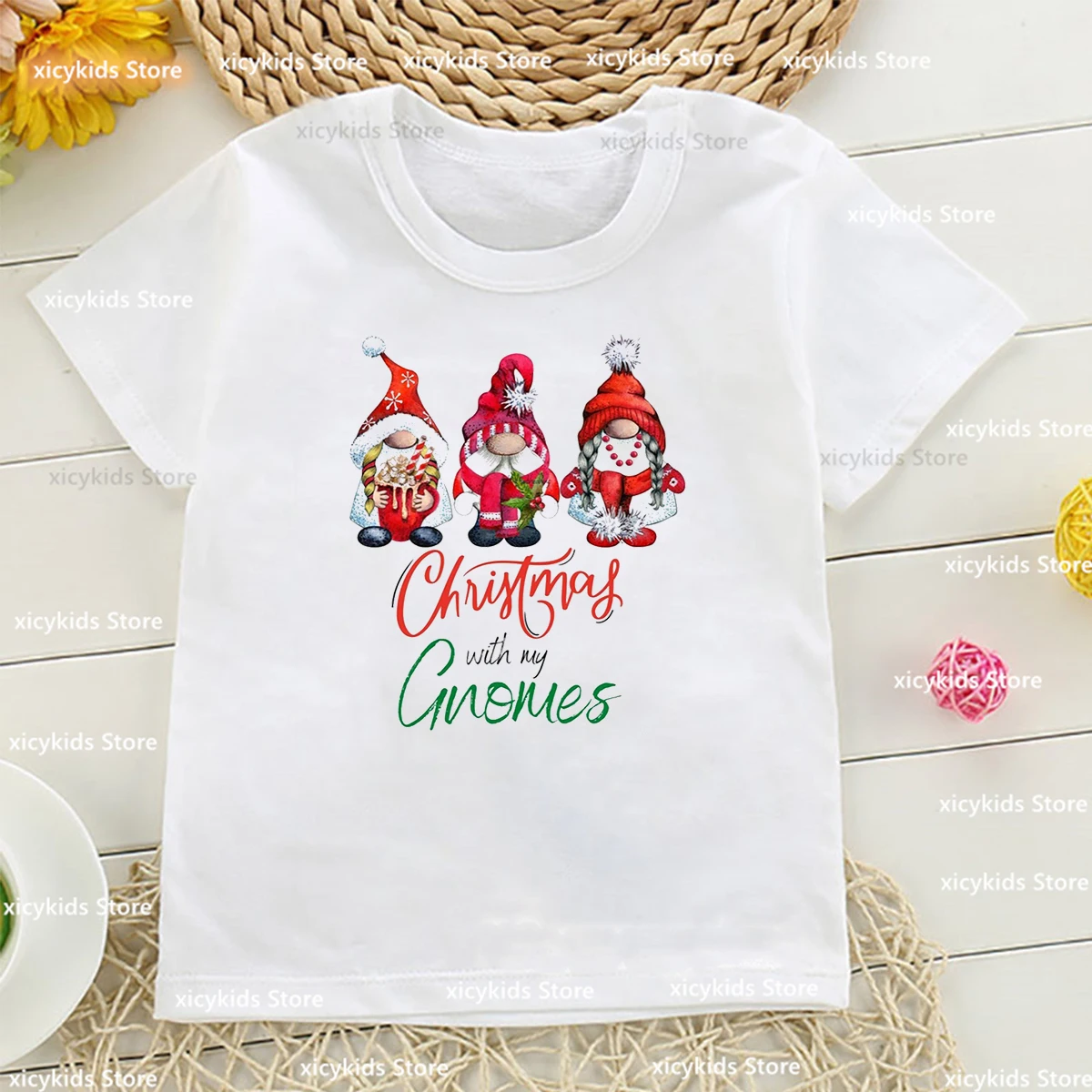 Cute Christmas Penguin,Christmas Tree Graphic Print T-Shirt Boys Children 2024 New Year Clothes Kawaii Girl Christmas Tshirt Top