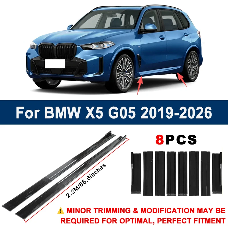 Aerodynamic 2.2m Sectional Side Skirt Extension Lips Racing Side Spoiler For BMW X5 G05 2019-2026 2020 2021 Sport Upgrade Kit