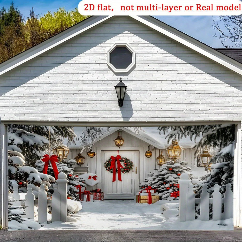 VIKAMA الشتاء العجائب عيد الميلاد راية زينة عيد الميلاد، ثلجي كوخ المشهد حزب التصوير خلفية النمط الشمالي #4