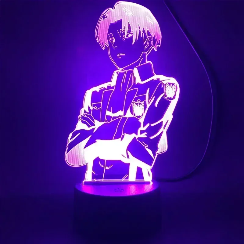 Attack on Titan Night light Levi Ackerman action Figure 3D LED Lamp for Bedroom Decor Anime Bedside Lamp Kids Gift Table 3d Lamp