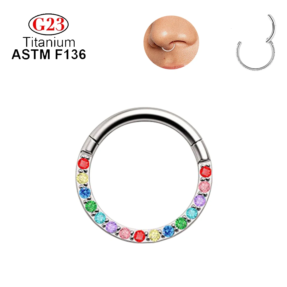 1/10 قطعة 16 جرام G23 التيتانيوم قوس قزح تشيكوسلوفاكيا الأنف الدائري مسمار الحاجز الأذن الزنمة الغضروف Daith ثقب الأقراط الثقب مجوهرات #5