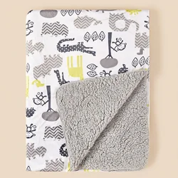 Ultra Soft Micro Plush Warm Reversible Cute Warm Baby Blanket Cute Warm Baby Blanket Fluffy Infant or Newborn Receiving Blanke