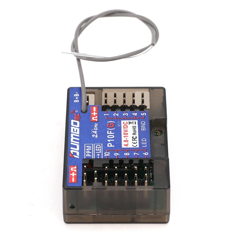 DUMBORC P10F P10FG 2.4G 10CH Odbiornik Żyroskopowy z Powrotem Napięcia 4.8-10V Wyjście PPM do Nadajnika DDF-350 Zestaw Samochodu RC Ciężarówki Czołgu Łodzi