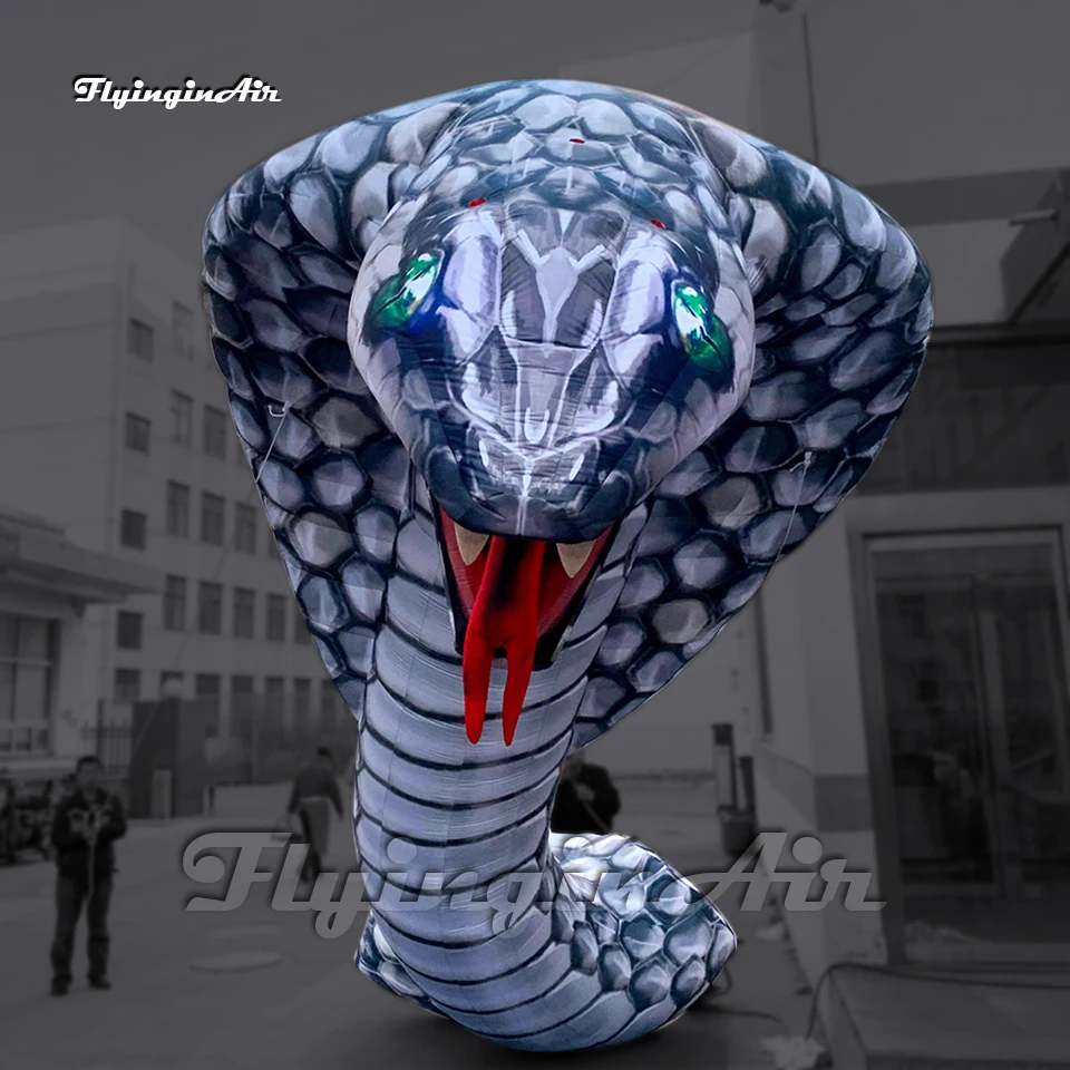 

6m Ferocious Giant Inflatable King Cobra Concert Stage Backdrop Snake Model Air Blow Up Serpent For Event