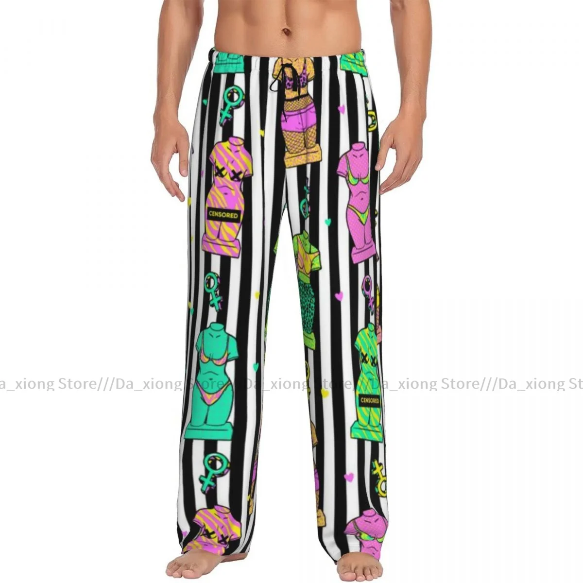 Men's Sleepwear Loose Sleep Pants Pajamas Ancient Sculpture In Psychedelic Cosmic Style Long Lounge Bottoms Casual Homewear