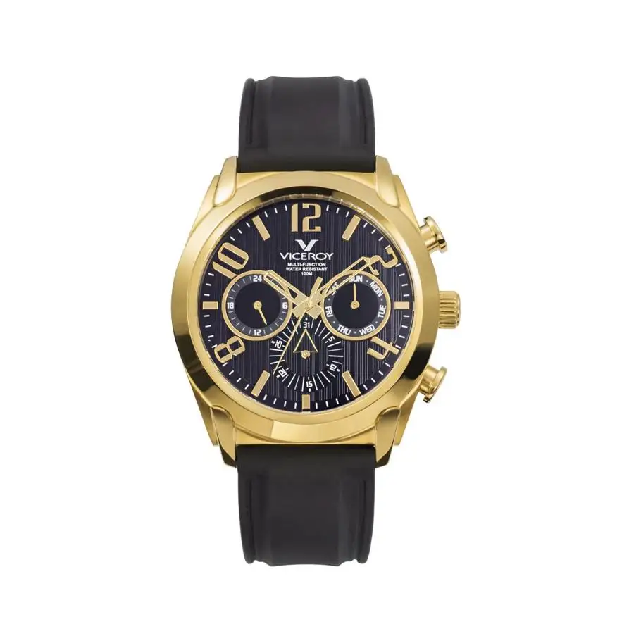 Viceroy watch 40347-95 black man Magnum multi-function steel with gold IP and black silicone strap