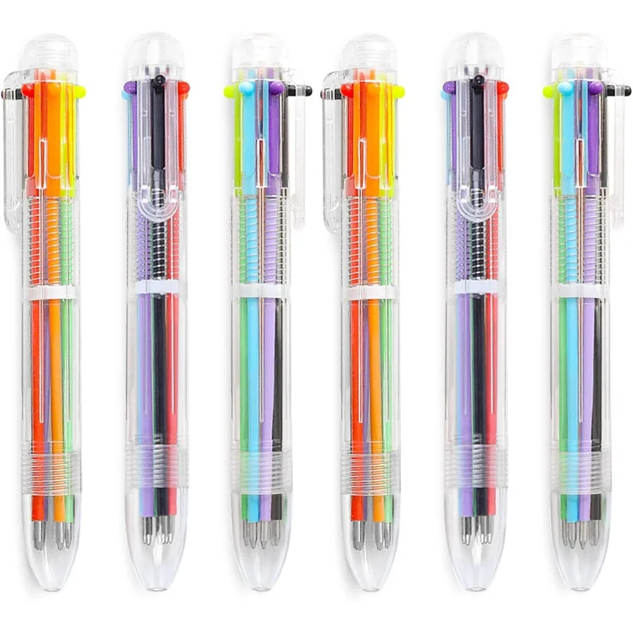 

24 Pack Mult Ballpoint Pens 0.5mm 6in1 6 Colo Retractable Ballpoint Pens for Office School Supplies Students Gift Party Favo Pe