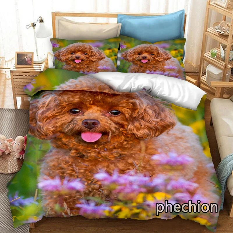 phechion Animal Poodle 3D Print Bedding Set Duvet Covers Pillowcases One Piece Comforter Bedding Sets Bedclothes Bed K437