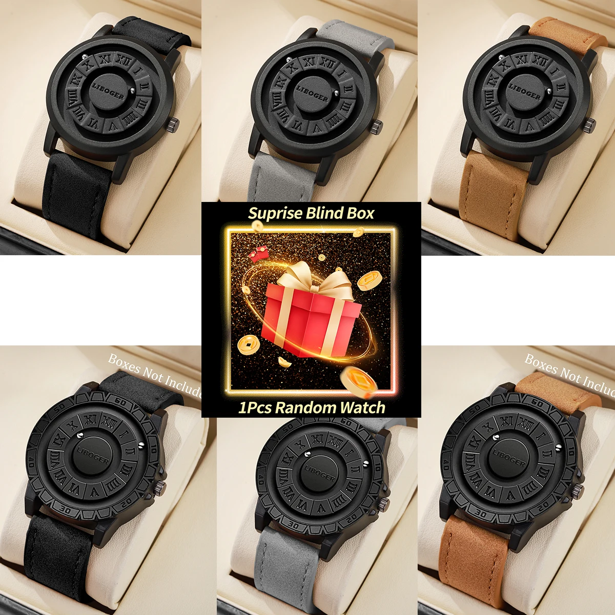 

1PC Surprise Mystery Watch Blind Box-Fashion Magnetic Suspension Men Sports Watches Business Quartz Wristwatches（Without Box）