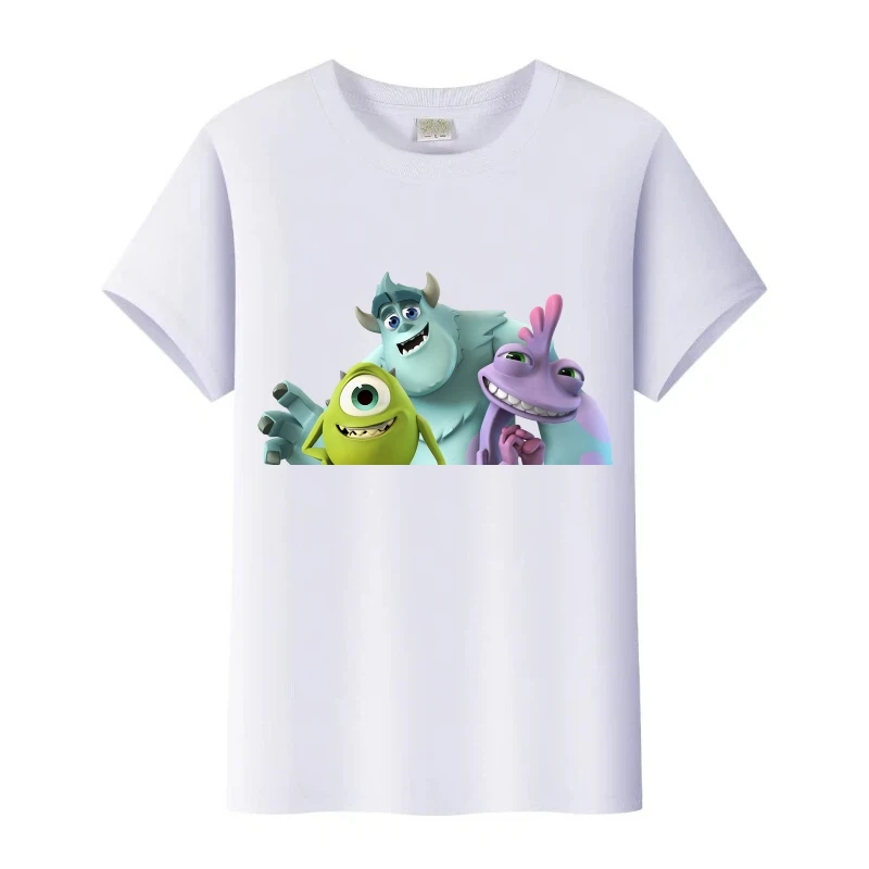 وحوش ديزني الرياضية، INC. طباعة الاطفال تي شيرت الأسرة الصبي الأسود تيز 90s رجل قصير الأكمام بلايز الصيف فتاة بلوزة ملابس حريمي #2