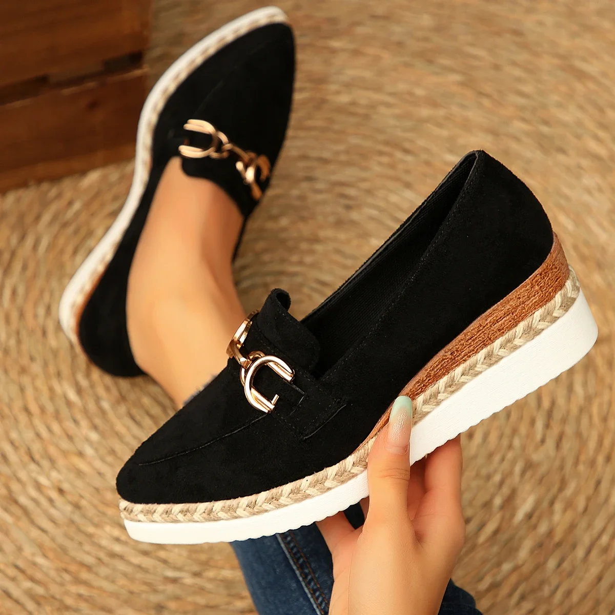 

Women Wedge Sneakers Slip-On Luxury Shoes Comfy Casual Platform Shoes Women Breathable Loafers Classic Spring Female Sneakers