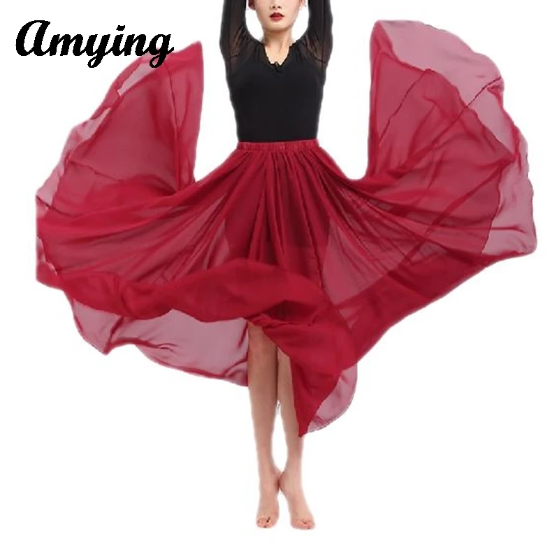 Adult Women New Classical Dance Performance Costume Tops+Chiffon Large Swing Skirt Ethnic Style Modern Dance Training Clothing