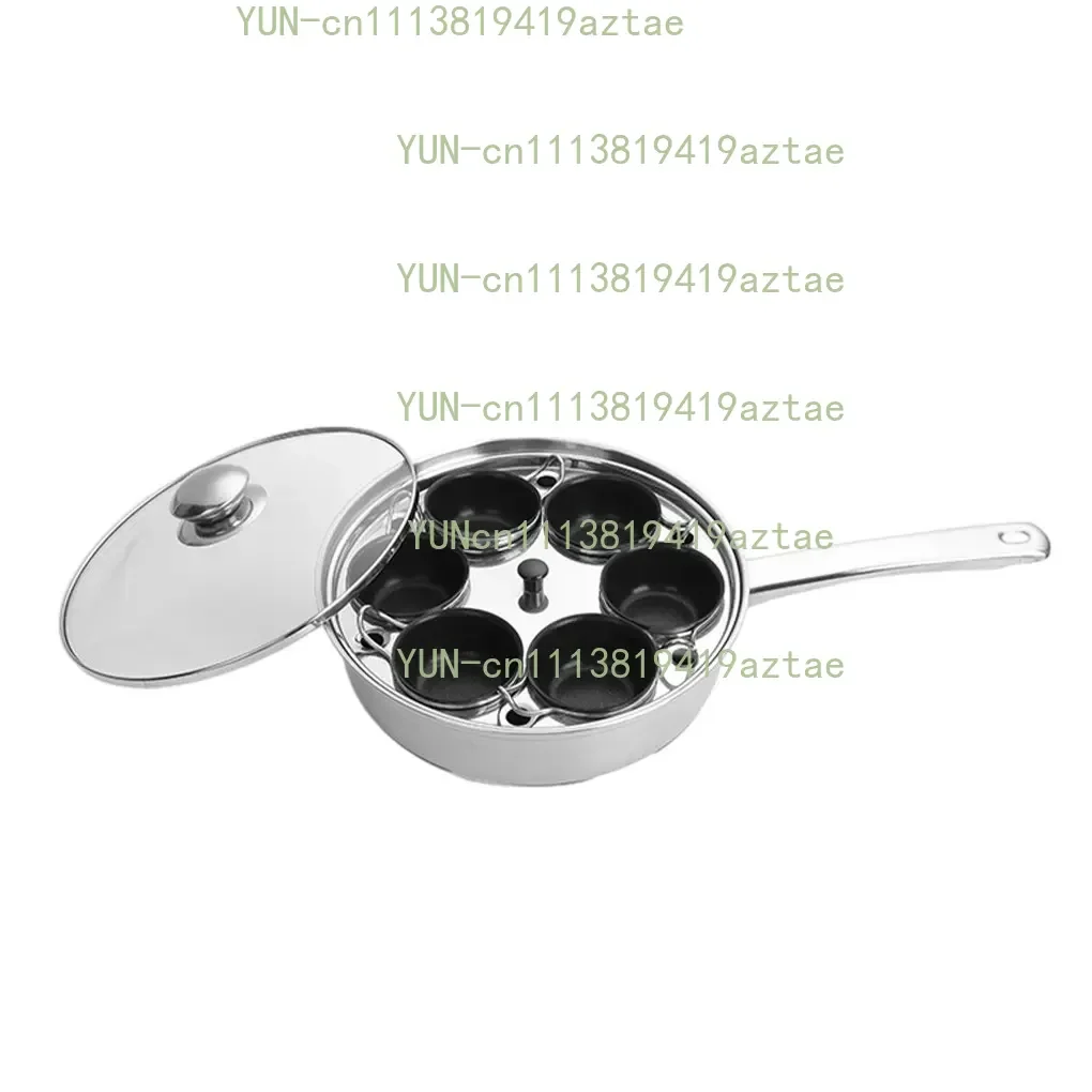 Stainless Steel Egg Poacher Pan, Multi-functional Frying Pan for Breakfast, Steamed Egg Cooker Compatible with Induction Cooktop