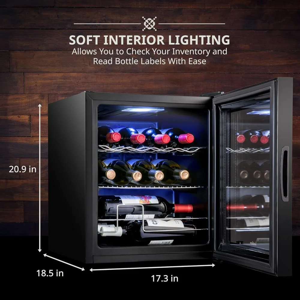 

12 Bottle Compressor Wine Cooler Refrigerator w/Lock | Large Freestanding Wine Cellar For Red, White