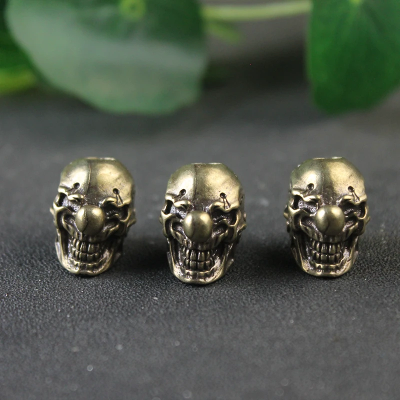 Black Clown Head Sculpture Brass Knife Beads DIY Paracord Bracelets Accessories Outdoor EDC Umbrella Rope Woven Lanyard Pendants