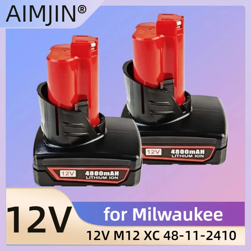 

For Milwaukee M12 Lithium Battery 12v Original Replacement Batteries for milwaukee accessories 12v 4800mAh