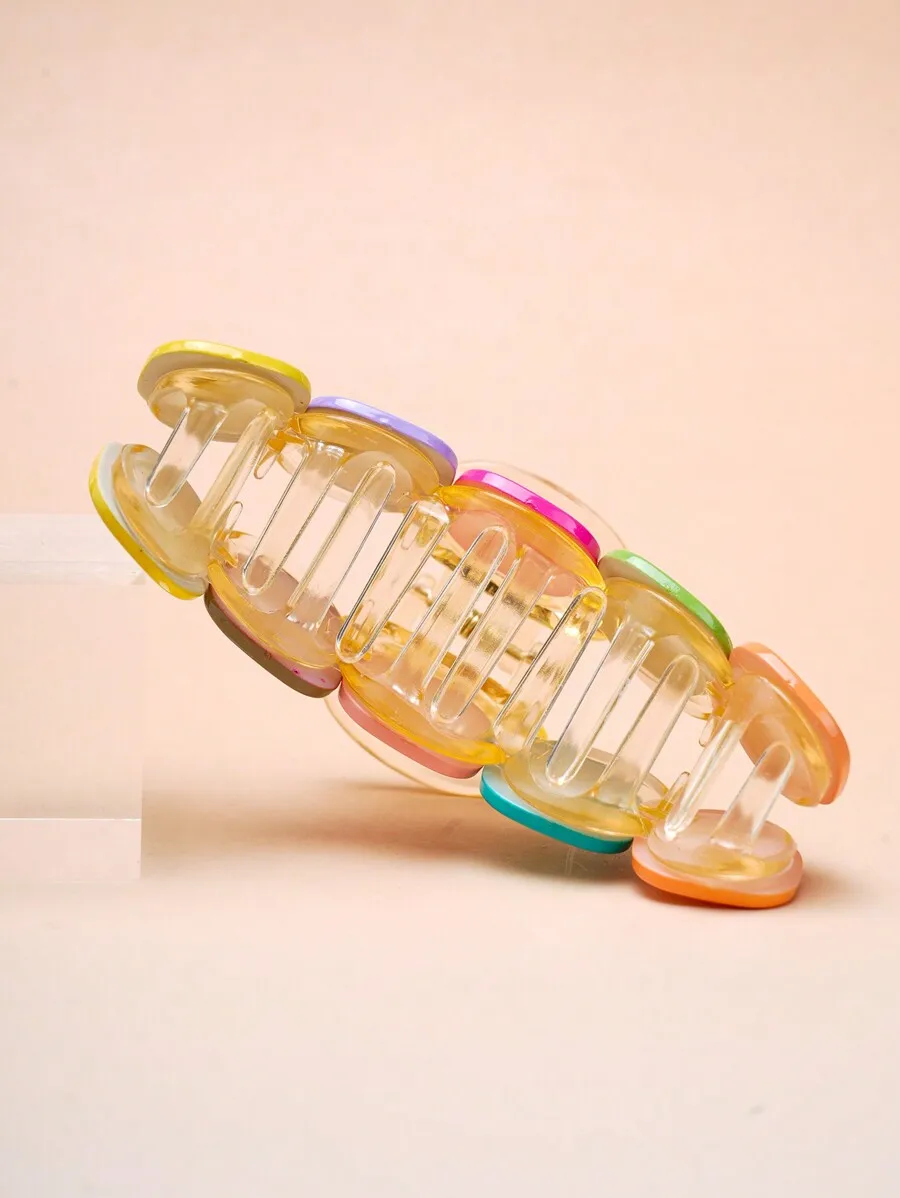 

Women Multi-Color Acrylic Hair Claw Clip For Daily Use Festival Party
