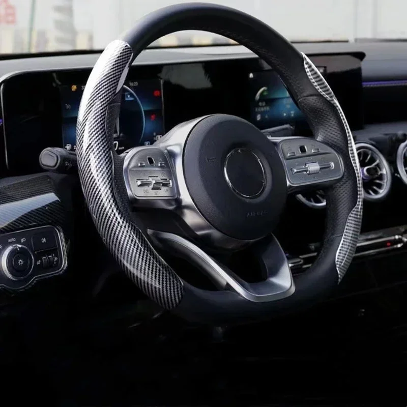 Car Steering Wheel Cover Four Seasons General Ultra-thin Non-slip Water Transfer Carbon Fiber Steering Wheel Cover Auto Part