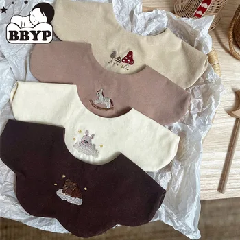 1Pc Haftowany bawełniany śliniaczek dla niemowląt Muślinowy śliniaczek dla noworodków Oddychający fartuch do karmienia dla chłopców i dziewcząt Śliniaki Szalik dla niemowląt