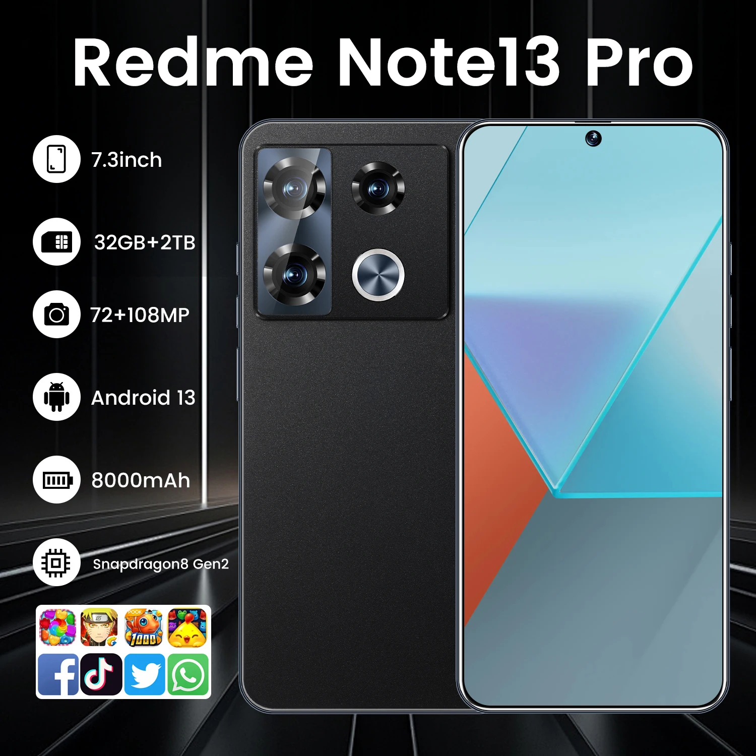 Original Mobile Phones Deals Redme Note 13 Pro Smartphone 7.3 inch Full Screen 4G 5G Cell Phone 8000mAh Brand New Phones Global