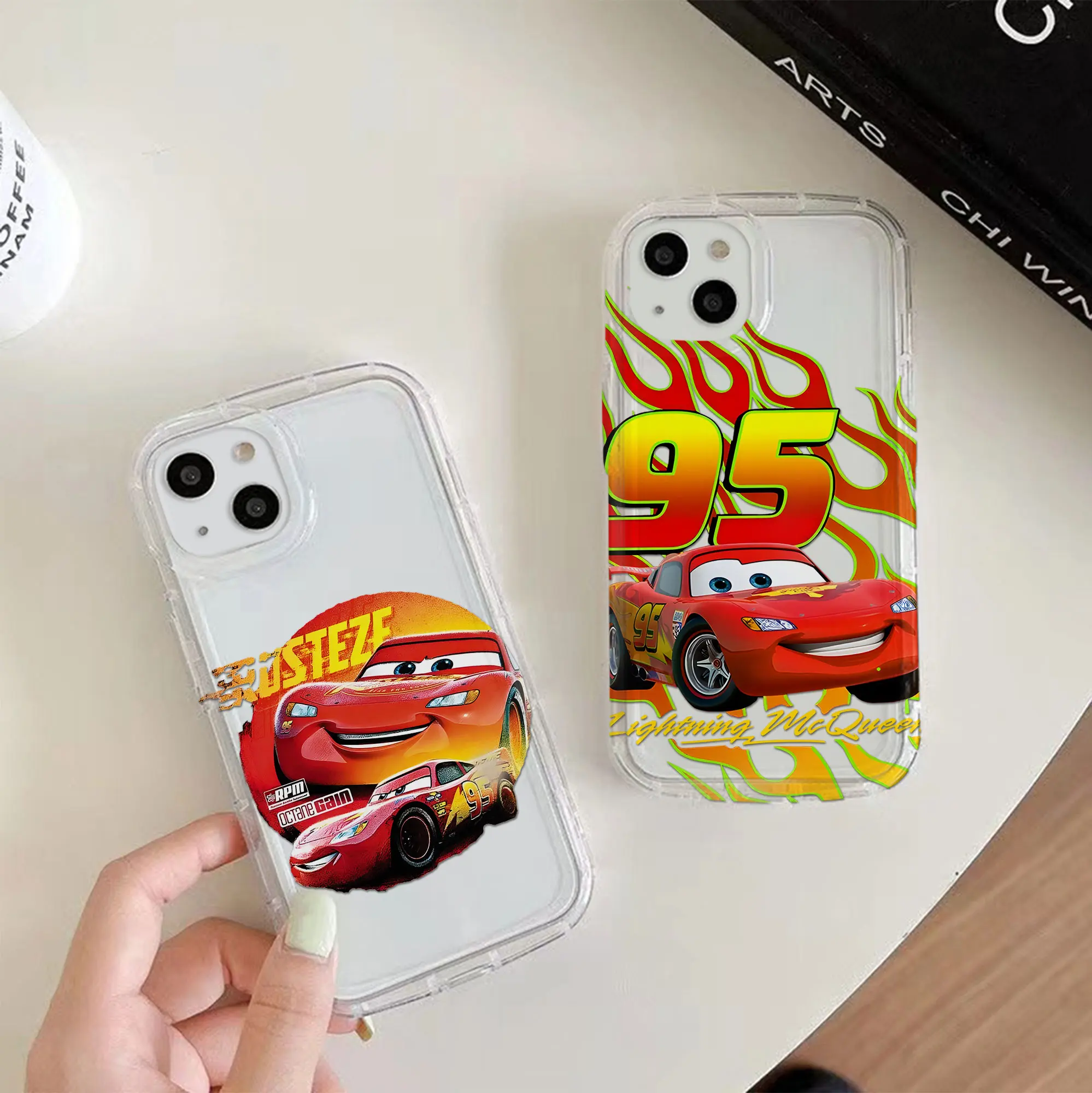 Cool Cars Disneys McQueens Clear Phone Case for OPPO Reno 7Z 8T 5 6 6Z 7 8 8T 10 Pro Plus F9 F11 4G 5G Airbag Shockproof Cover