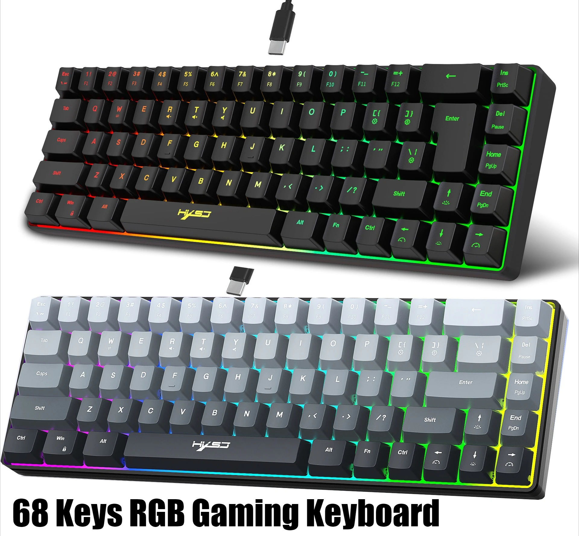 

Teclado RGB 68 key membrane keyboard wired gamer pc teclados de ordenador 65% ergonomico tastiere klavye tastiera usb key board