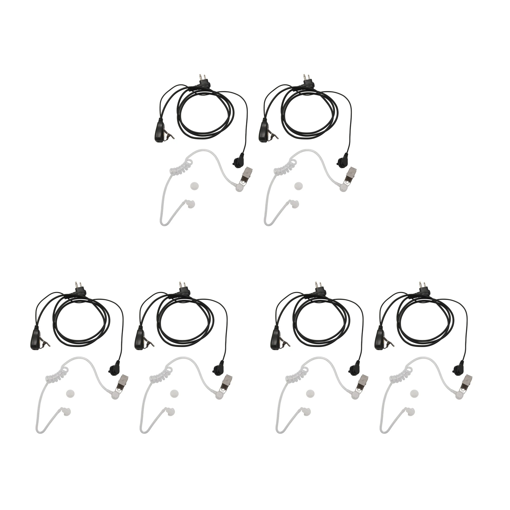 6Pack Fbi Style 2Pin Covert Acoustic Tube Earpiece Ptt Headset For Motorola 2 Ways Radio GP88S GP300 GP68 GP2000 GP88-Y18A