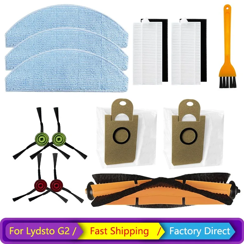For Xiaomi Lydsto G2 Robot Vacuum Cleaner Main Brush Side Brush Hepa Filter Mop Rag Dust Bag Replace Spare Parts Accessories