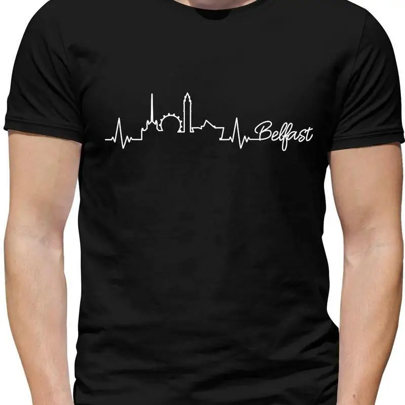 Heartbeat City Silhouettes Belfast Mens T Shirt Northern Ireland Capital