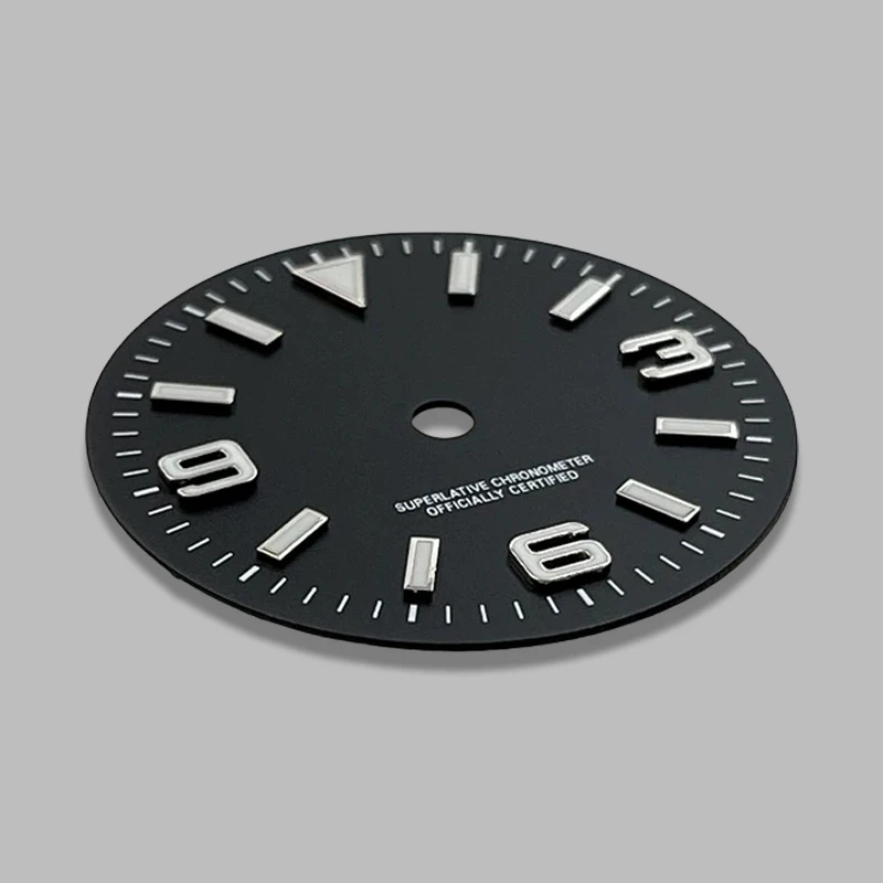 Explorer dial 28.5mm blue luminous S dial, suitable for NH35/NH36 movement, for modifying mechanical watch parts