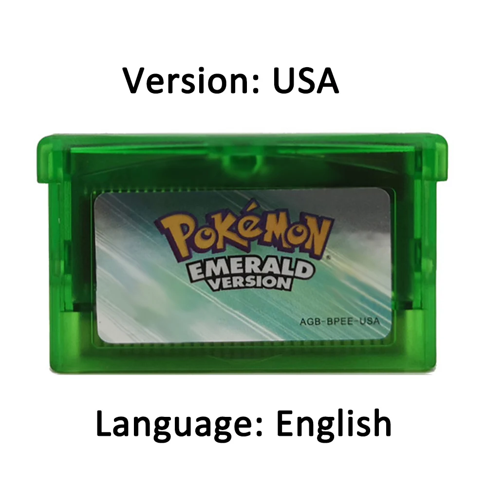 Pokemon Series GBA Game 32-Bit Video Game Cartridge Console Card Ruby FireRed Sapphire Emerald LeafGreen USA Version for GBA NDS