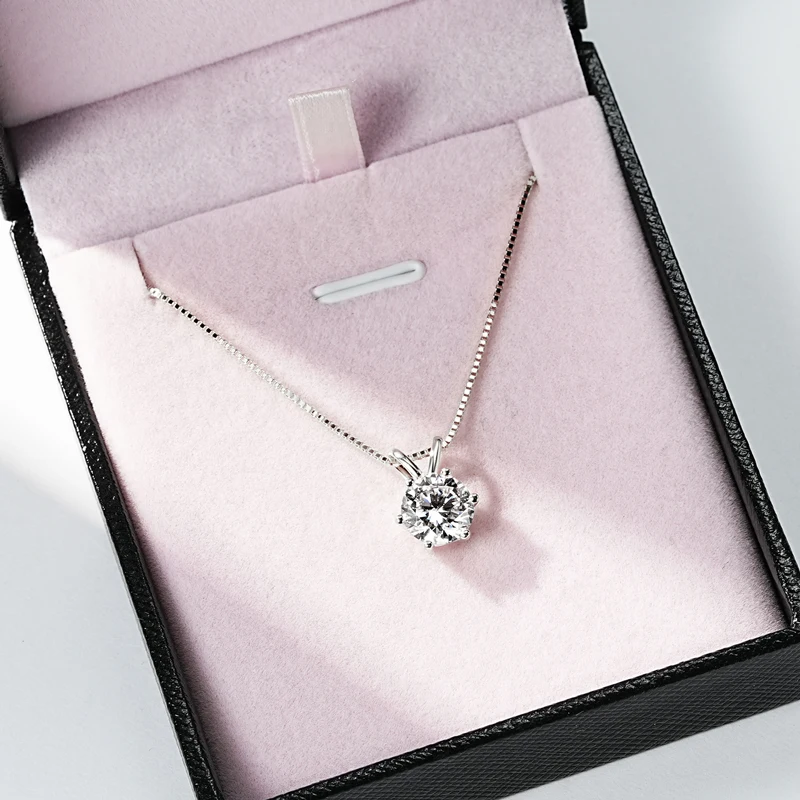 Klassische 0,5 CT-5 CT D Moissanit-Anhänger-Halskette, verstellbare Kette aus 925er Silber für Frauen mit Zertifikat, 2 CT, 3 CT, 4 CT Labordiamant – Detail 13