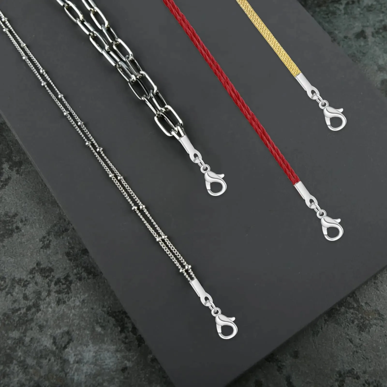 450pcs Include 200 Fold Over Cord End Caps Crimp End Tips 200 Jump Ring Connectors and 50 Lobster Claw Clasps for Jewelry Making - view 6