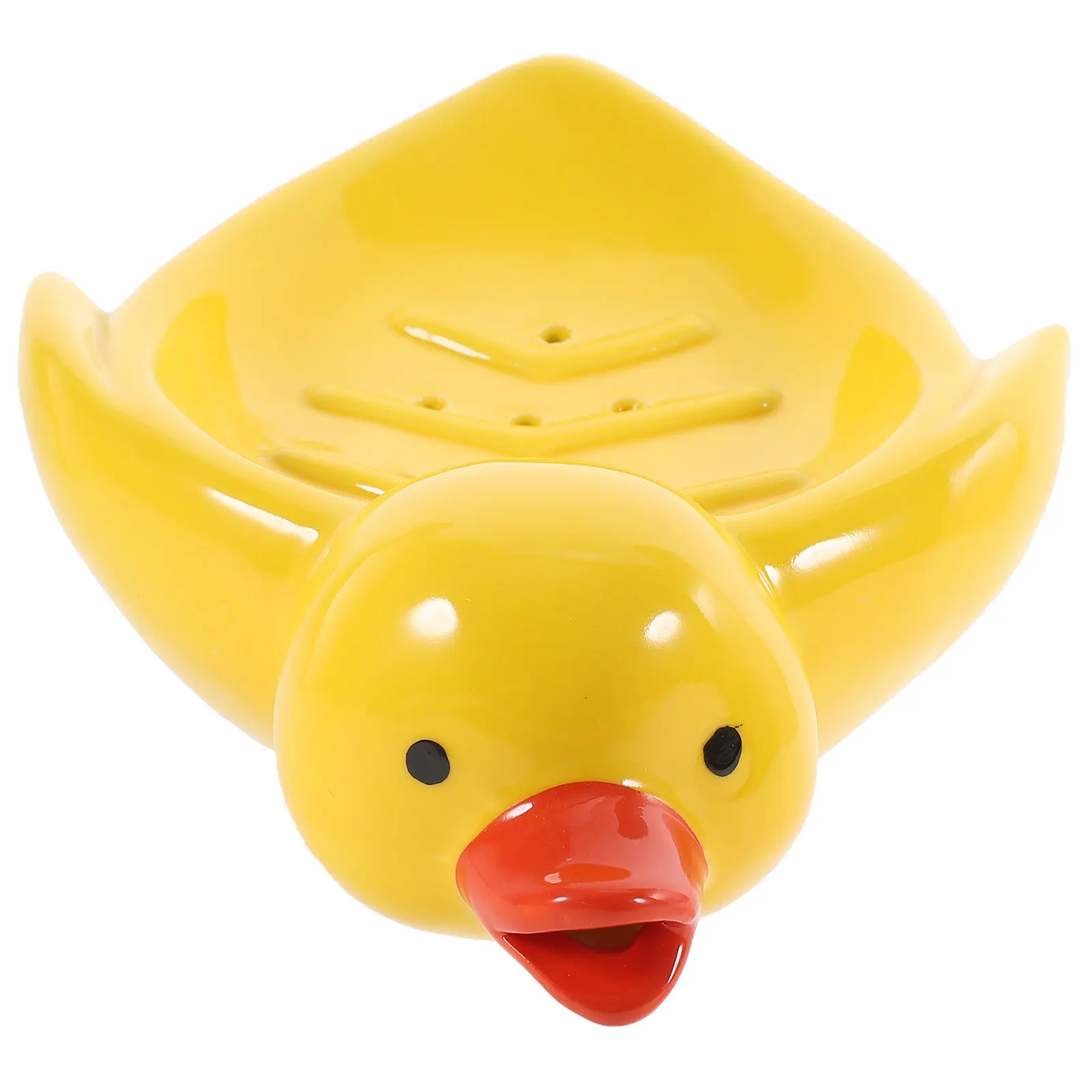 

Cute Cartoon Duck Soap Dish with Drainage Hole Ceramic Soap Holder for Bathroom Kitchen Washroom Vanity Decorative Design