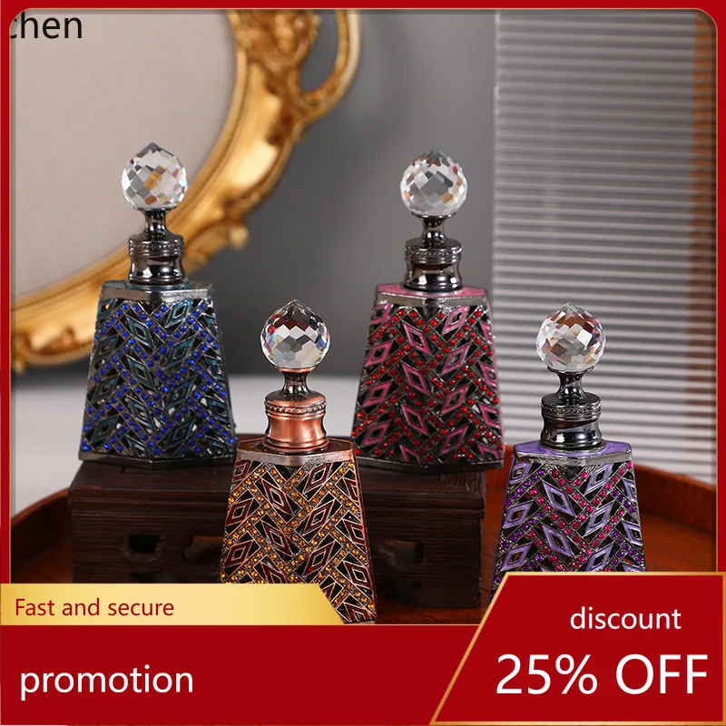 HXL Enamel-Plated Diamond-Studded Empty Perfume Refill Bottle Made of Metal Zinc Alloy