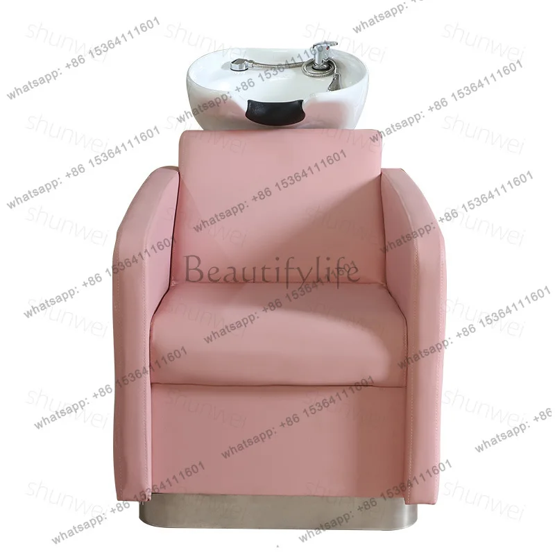 Factory Direct Sales Barber Shop Hair Salon New Half Lying Thai Shampoo Bed Ceramic Basin