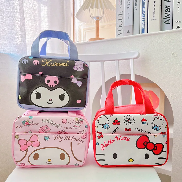 Cute Sanrio Cinnamoroll Lunch Box Bag Kuromi Melody Hello Kitty Portable Waterproof Student Insulation Cold Storage Tote Handbag